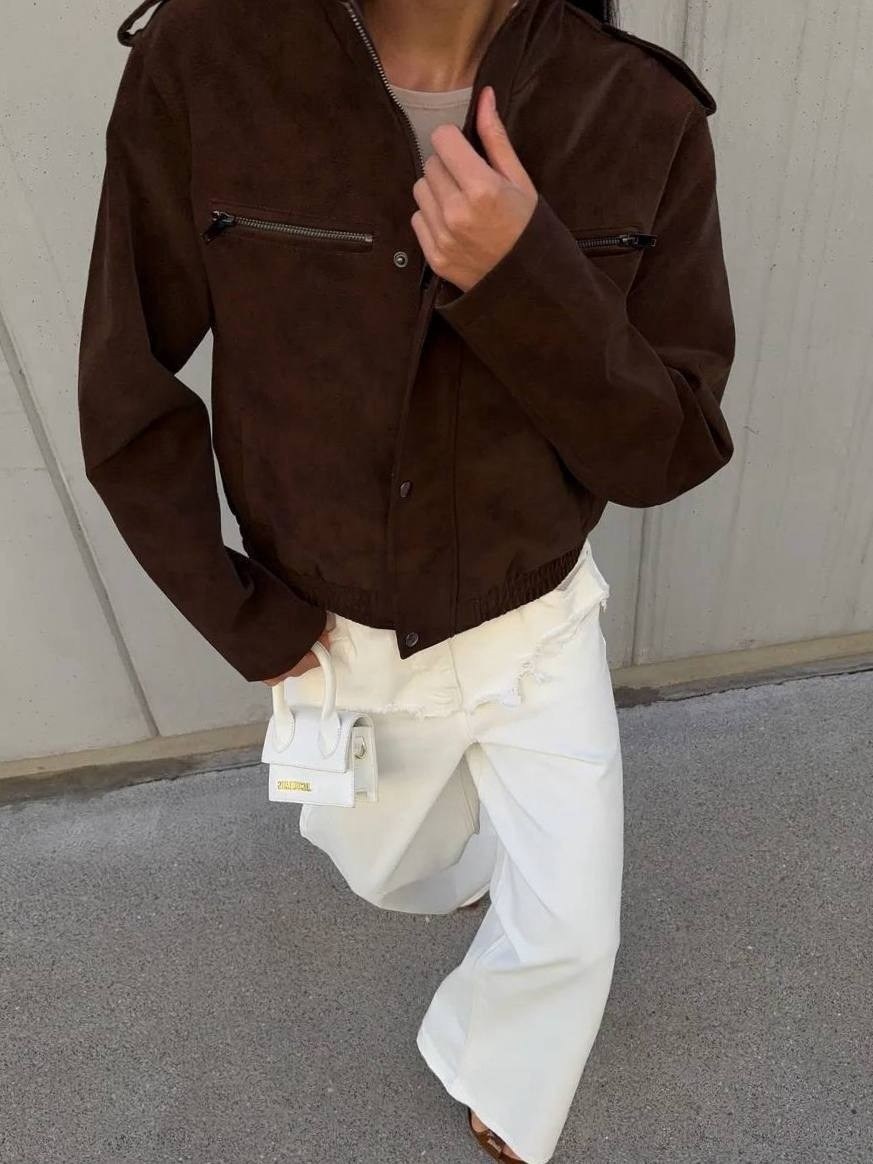 бомбер укороченный оверсайз замшевый куртка рабочего тренд saint shine,женская куртка,бомбер замшевый коричневый,бомбер замш,бомбер замшевая куртка оверсайз saint shine