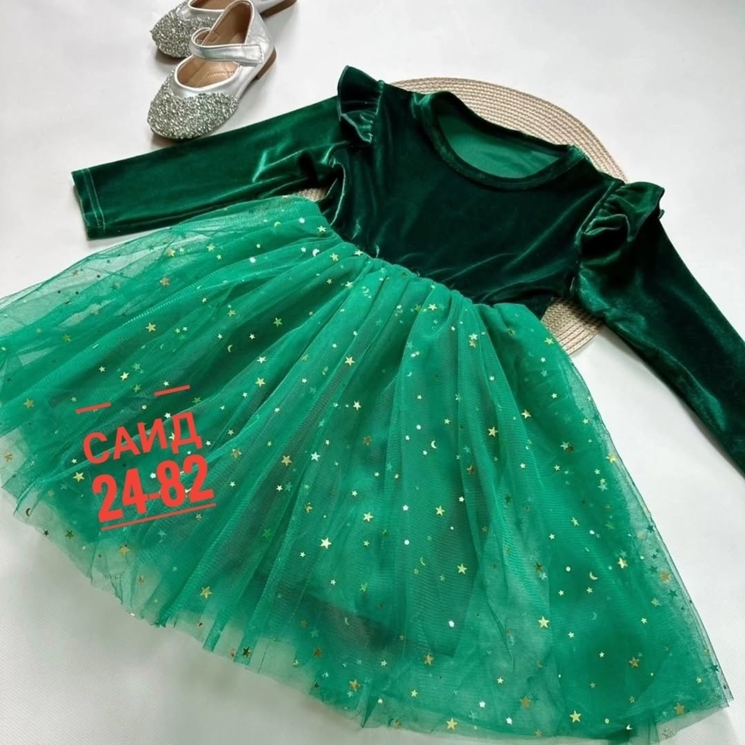 изумрудное платье для девочки,платье принцессы со звездами и пайетками для маленьких девочек,платье для девочки,бархатное платье для девочки,платье зеленое для девочки