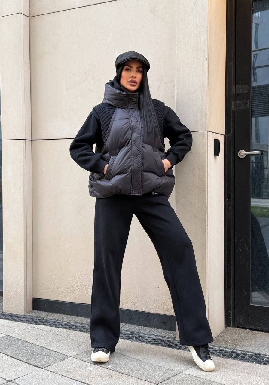 miu miu женский чёрный костюм тройка,костюм спортивный,костюм тройка,стильные костюмы,теплый костюм