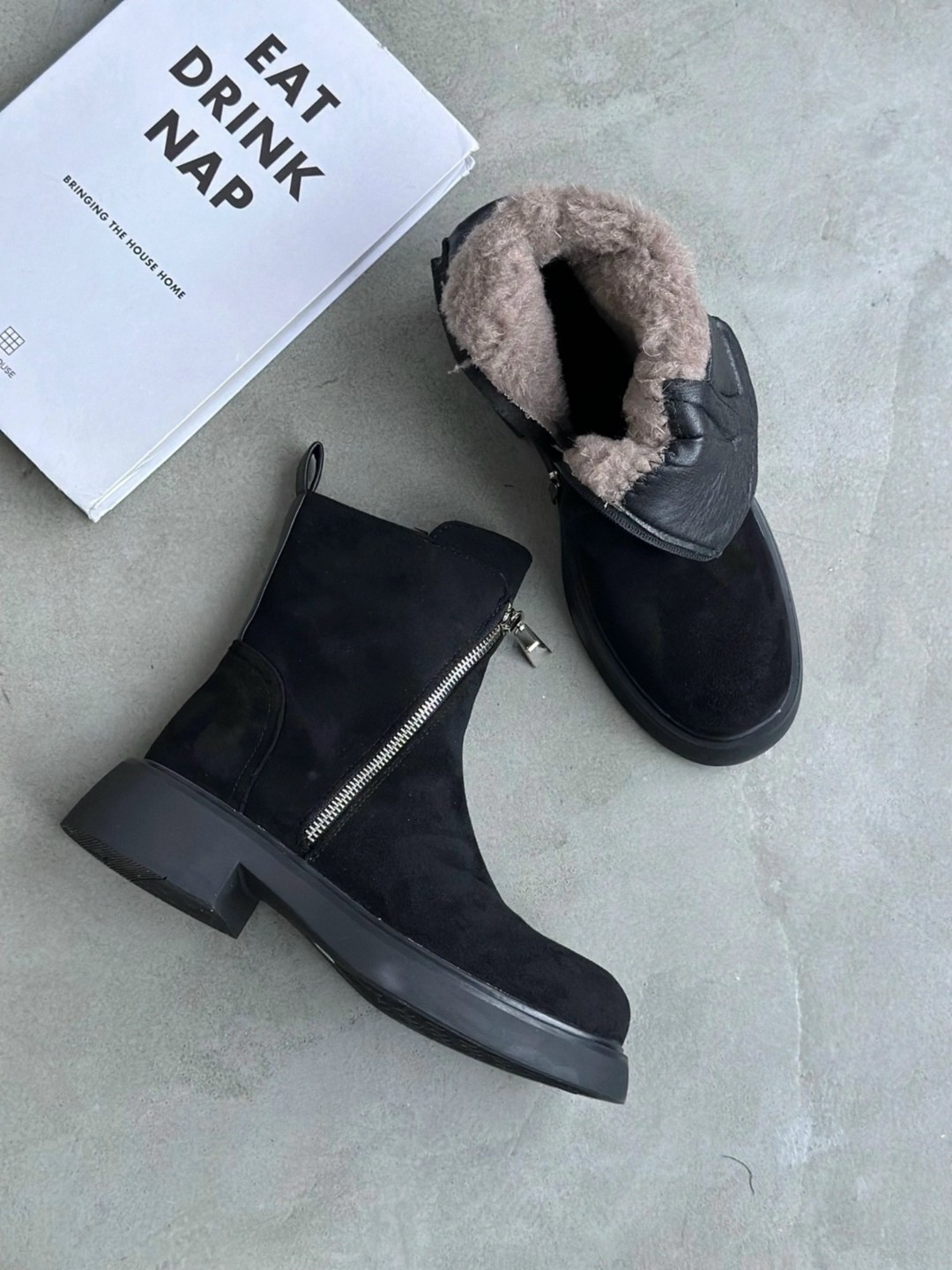 ,юничел замшевые зимние ботинки,ботинки женские,полусапоги,женская