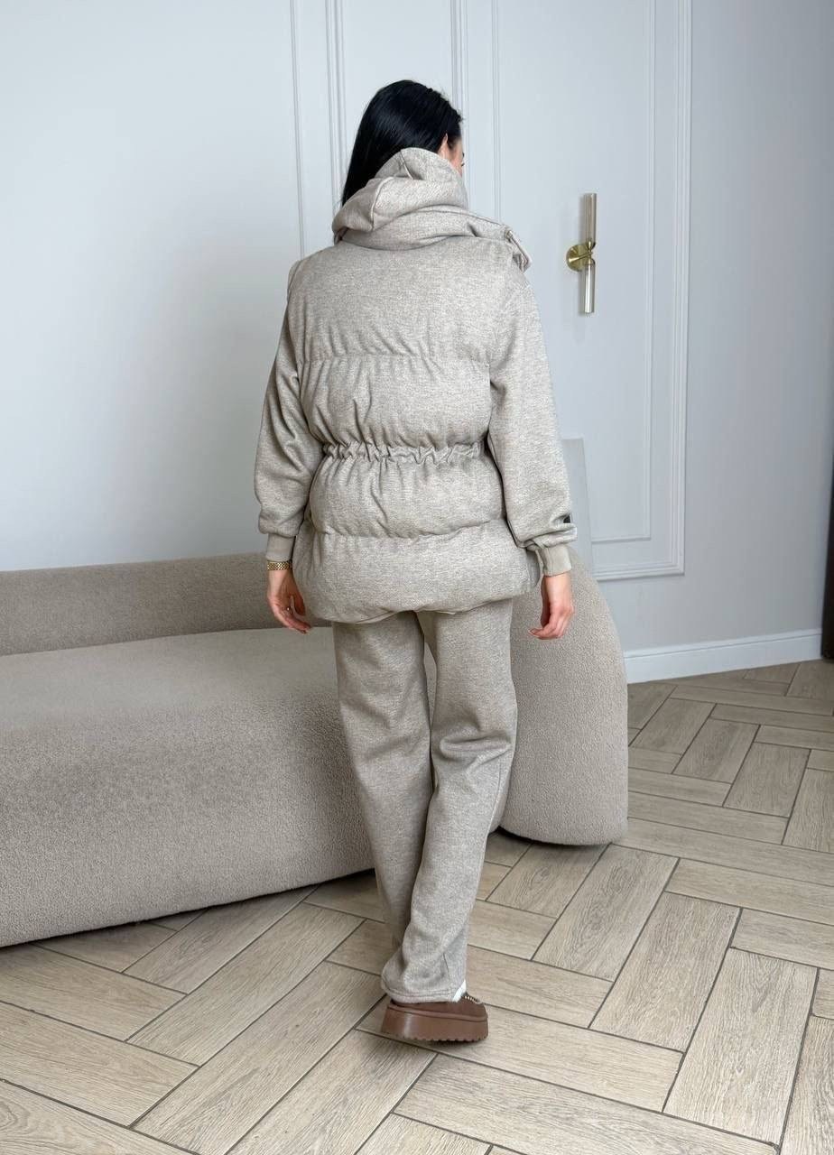 серый женский костюм тройка на флисе loro piana,темно-серый женский костюм тройка на флисе loro piana,костюм тройка женский,костюм тройка с курткой,утепленный костюм