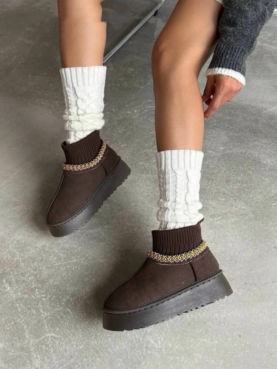 женская,угги женские,угги короткие женские на толстой подошве,,угги натуральные короткие с носком на платформе ango shoes