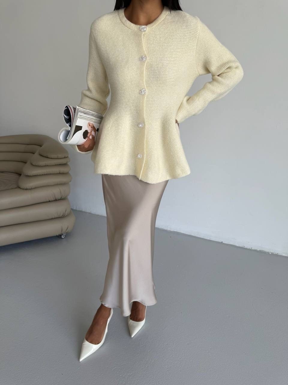 кардиган вязаный трикотажный с баской julia ricci,кардиган,джемпер женский,кардиган трикотажный с баской,женский вязаный кардиган в корейском стиле