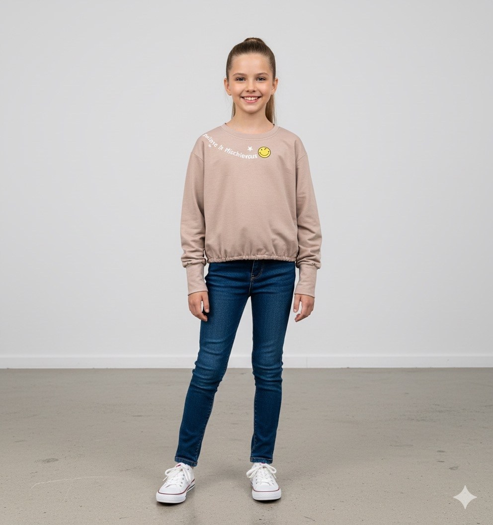 джемпер свитшот,джемпер для девочек,бежевый свитшот,джемпер детский,базовый свитшот