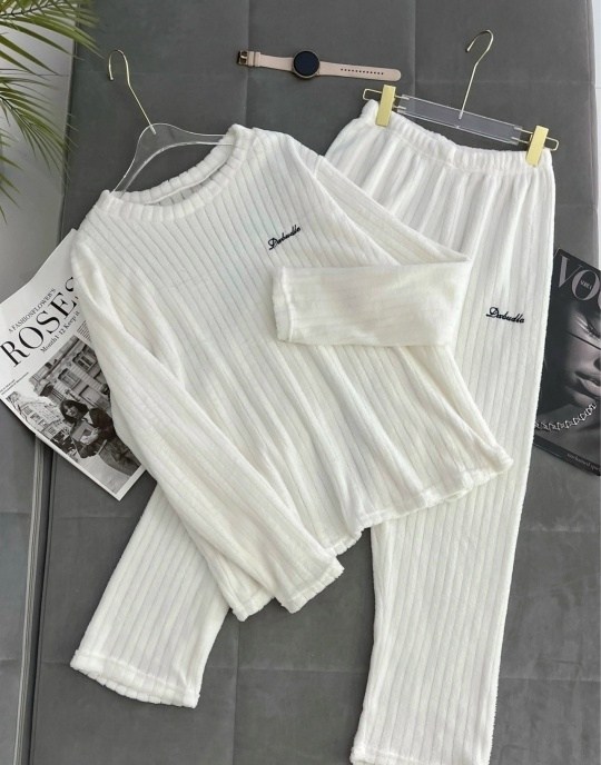 женский пижамный комплект с длинными рукавами,озон пижамы женские,теплая пижама,домашняя одежда пижама,пижама плюшевая теплая со штанами