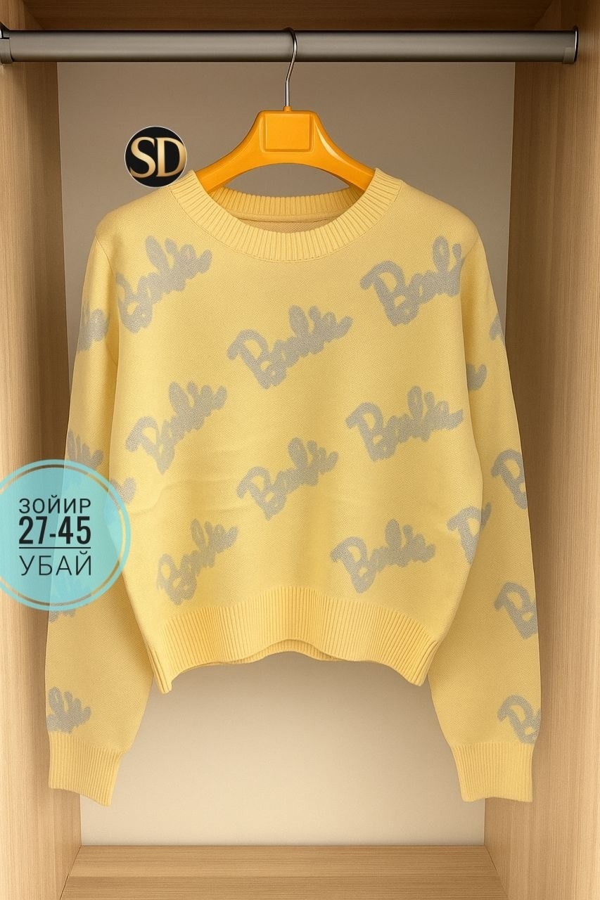 свитер оверсайз с надписью barbie,свитшот женская,женский свитер,женский свитер оверсайз с надписью barbie,свитер кофта