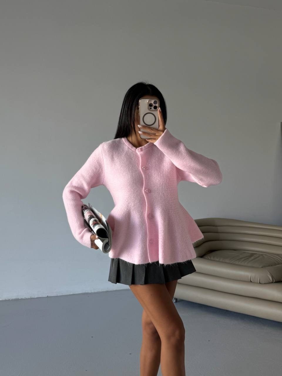 вязаные кардиганы,кардиган,женский вязаный кардиган,кардиган с круглым вырезом,розовый кардиган