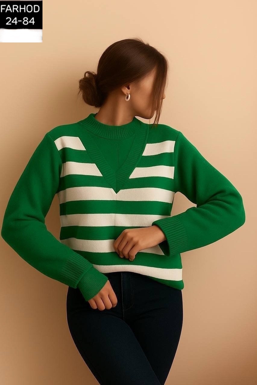 свитер поло в полоску женский,модные свитера,свитер в полоску,женский свитер в полоску,свитер зеленый