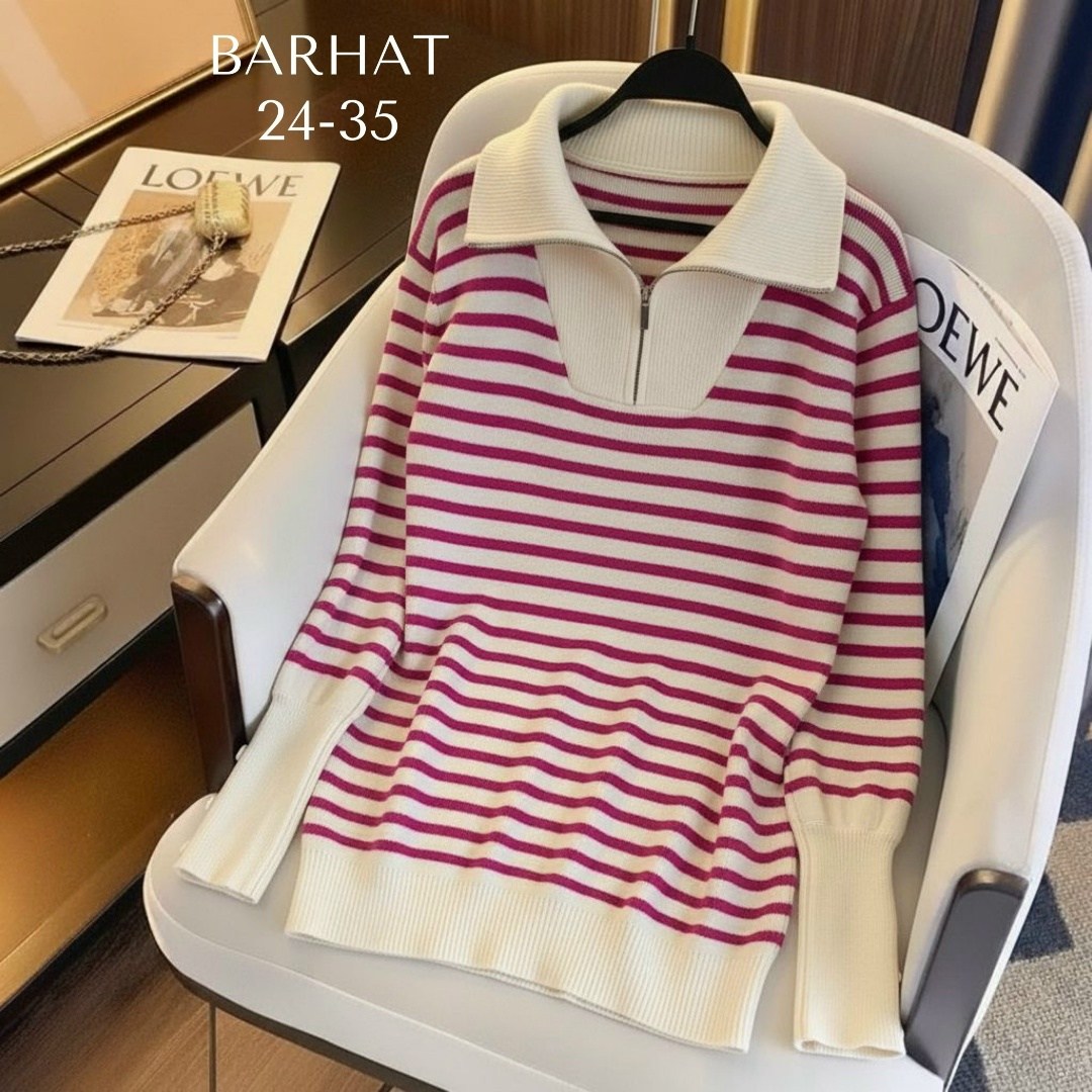 женский свитер,свитер с воротником,свитер в полоску женский,трикотажный свитер в полоску,свитер с полоска