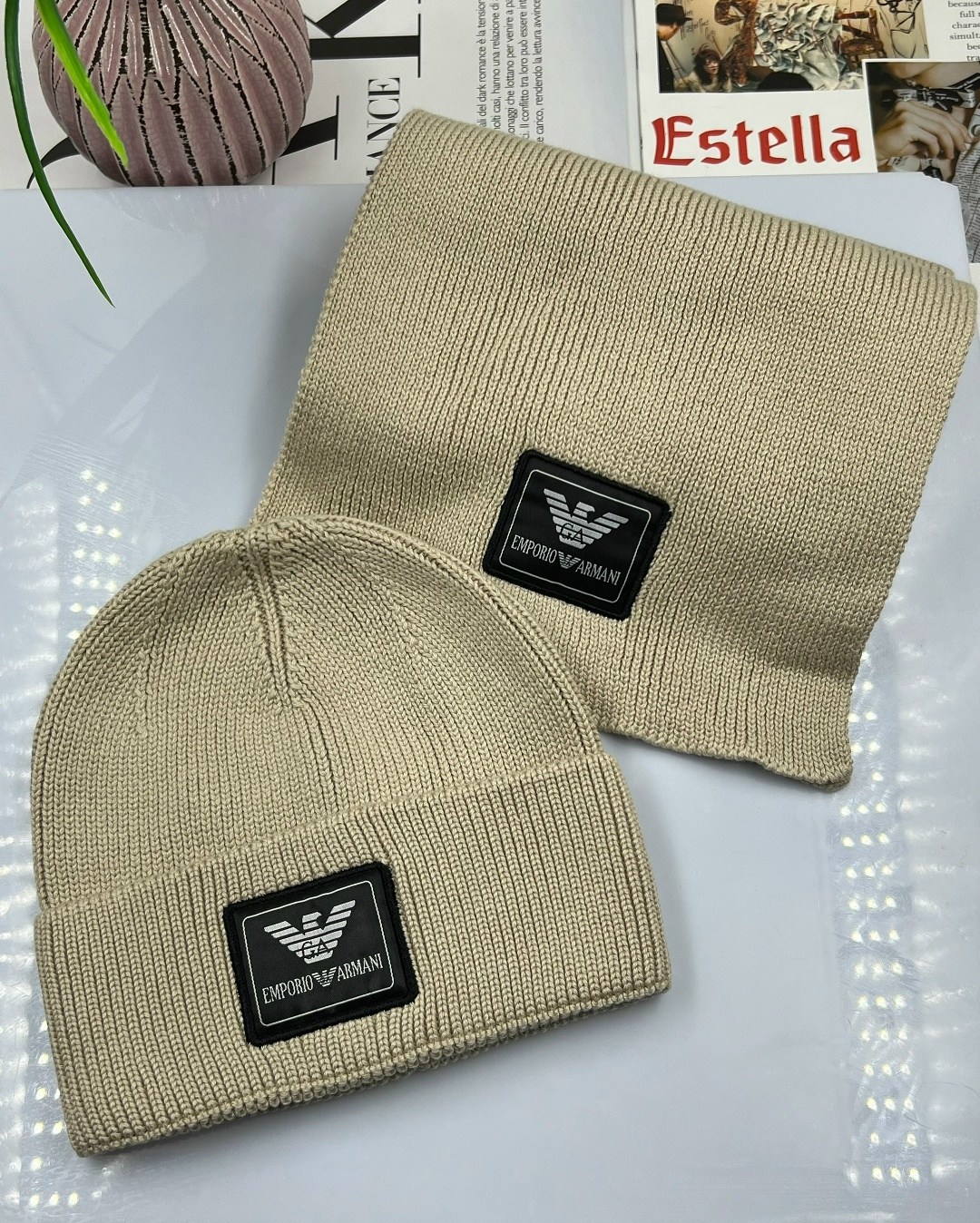 шапка армани,шапка emporio armani,шапки комплект,мужская шапка,комплект шапка и шарф