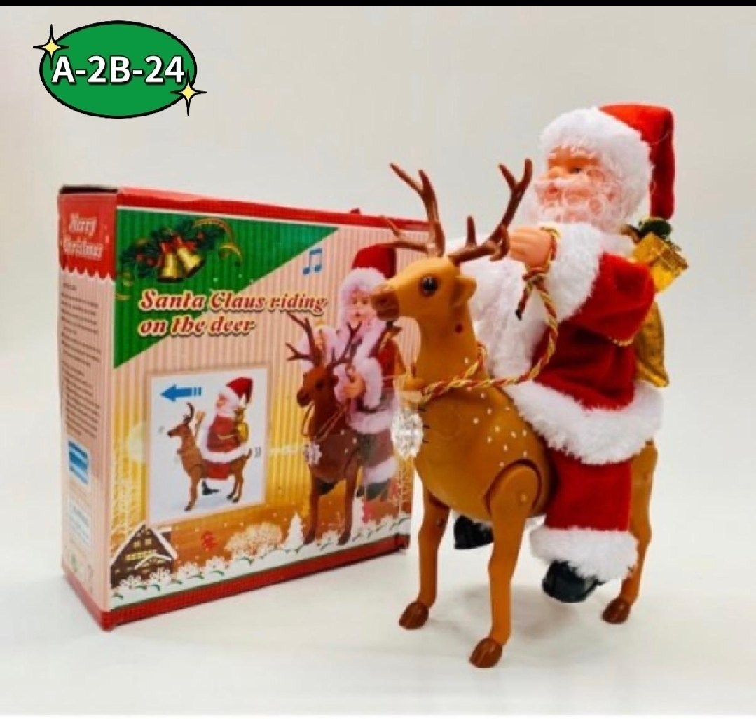 фигурка "дед мороз" 30см музыкальная 257431,дед мороз с оленем,игрушка,новогодние фигурки,дед мороз игрушка