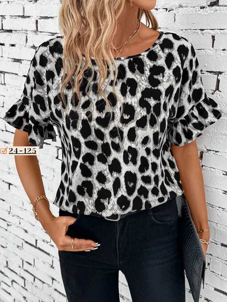 женские блузки,повседневная блуза,модная блузка,блуза с леопардовым принтом,блузка с леопардовым принтом