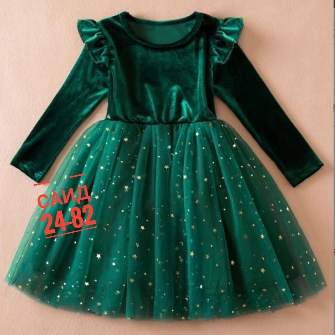 изумрудное платье для девочки,платье принцессы со звездами и пайетками для маленьких девочек,платье для девочки,бархатное платье для девочки,платье зеленое для девочки