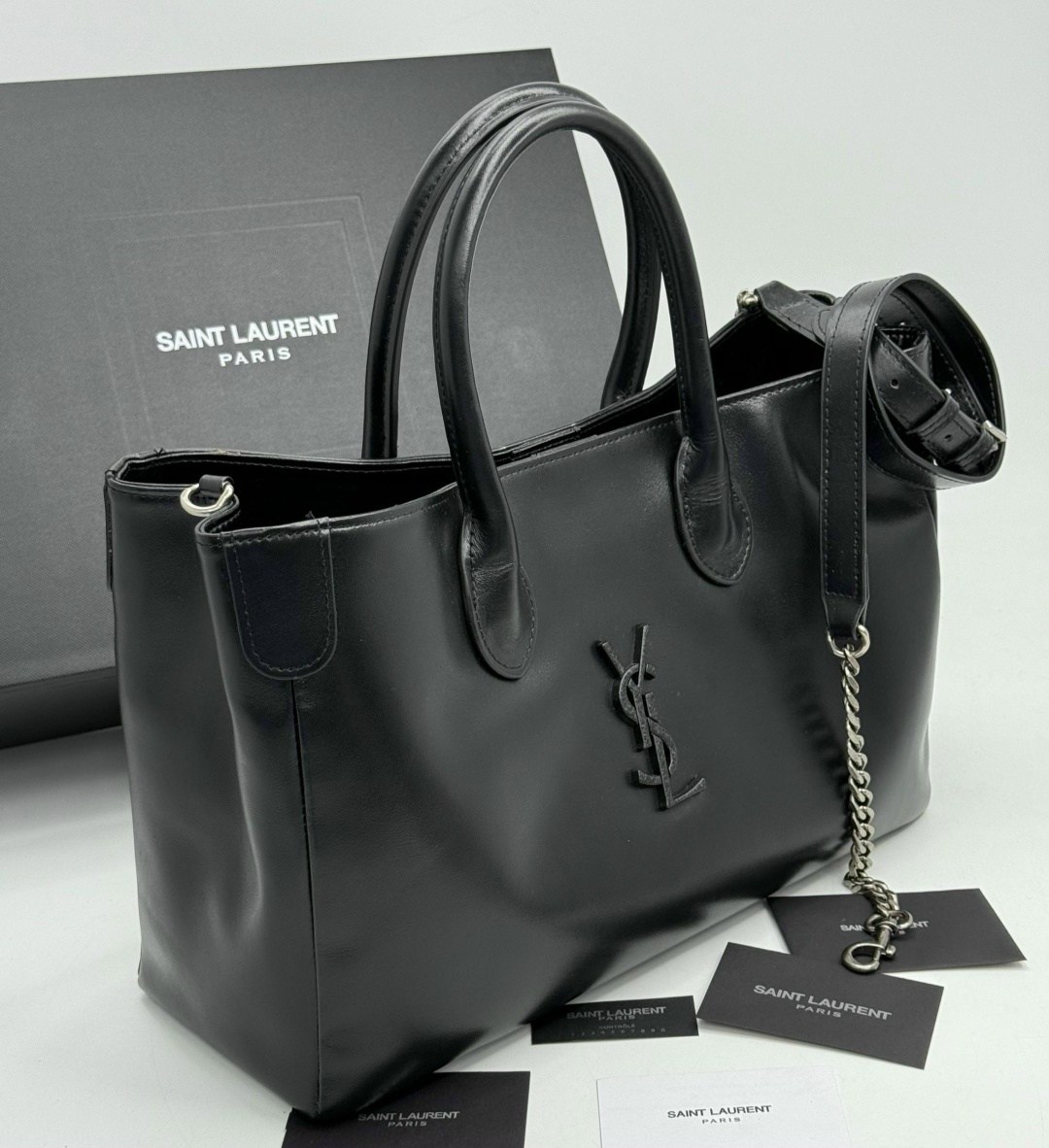 сумка yves saint laurent,yves saint laurent женская чёрная сумка 39x23 см,сумка тоут saint laurent ysl натуральная кожа,saint laurent сумка,сумка saint laurent из натуральной гладкой кожи