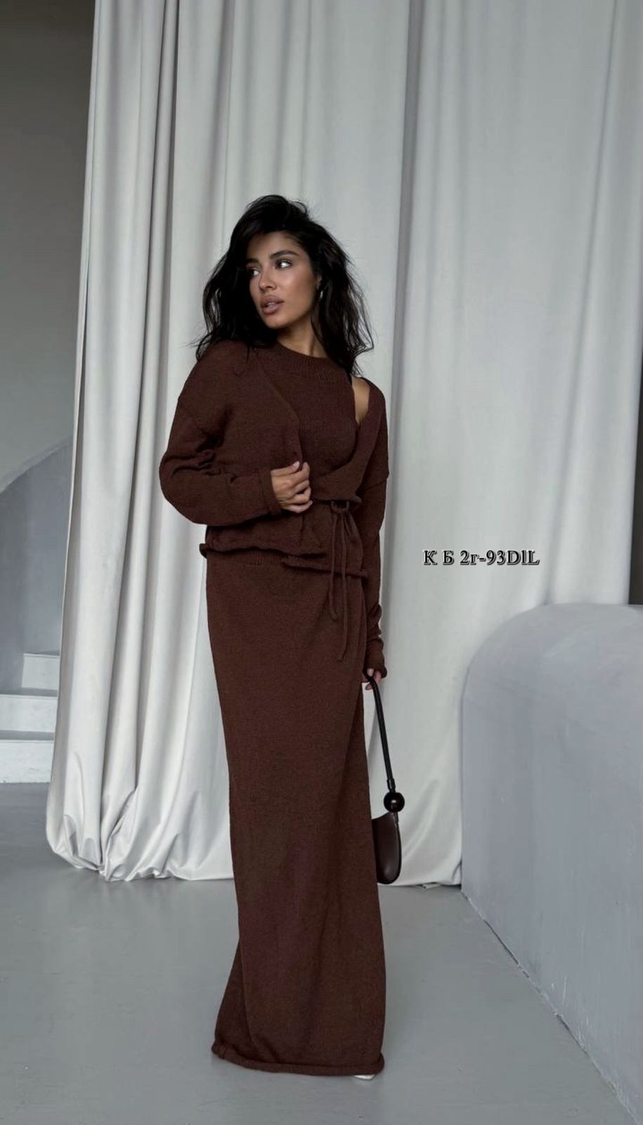 костюм тройка женский,трикотажный костюм,костюм с юбкой на осень,костюм вязаный двойка: свитер и платье masari