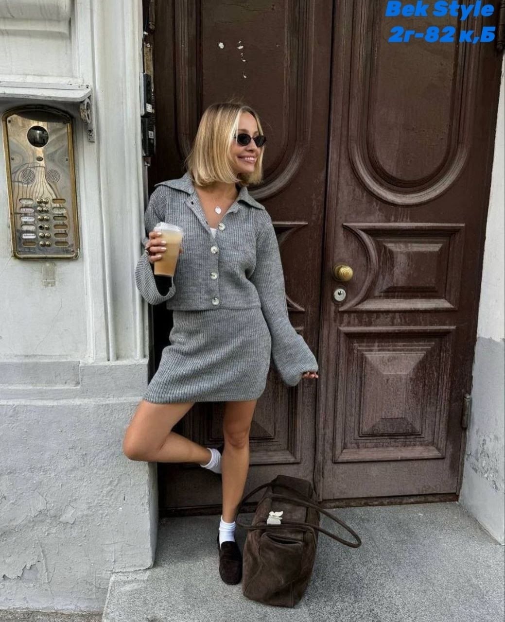 вязаный костюм с юбкой,трикотажный костюм с юбкой,модный вязаный кардиган,костюм с юбкой теплый,стильный вязаный костюм (свитер + юбка)