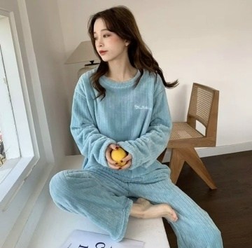 женский пижамный комплект с длинными рукавами,озон пижамы женские,теплая пижама,домашняя одежда пижама,пижама плюшевая теплая со штанами