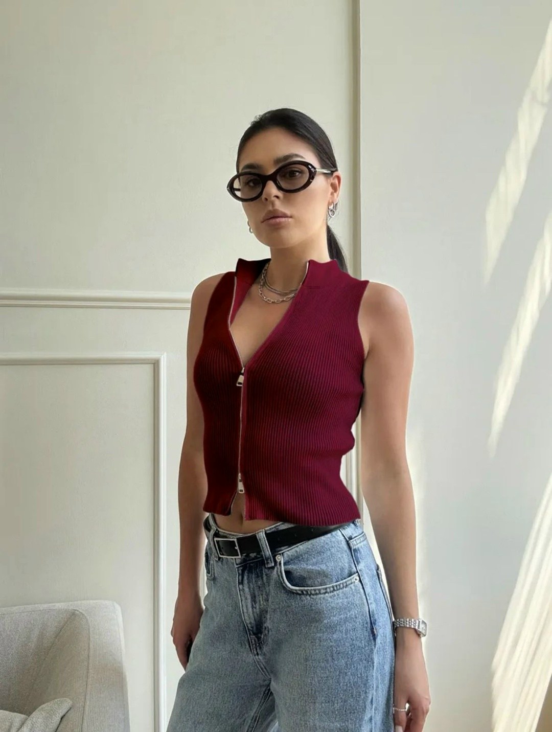 кроп топ в рубчик под пиджак с горлом на молнии,женская кофта,топ женский,женские жилеты,майка женская