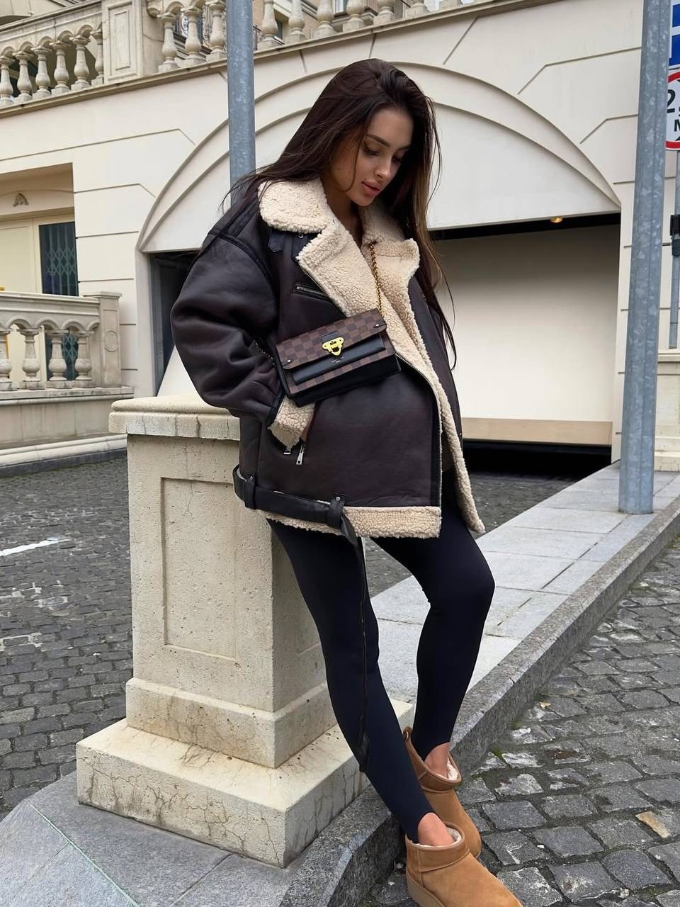 дубленка авиатор,дубленка,дубленка женская,стильная дубленка,модный образ с дубленкой