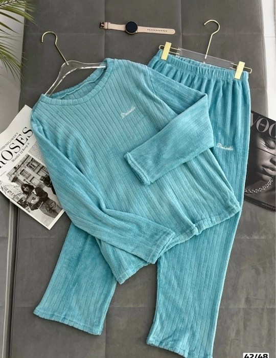 женский пижамный комплект с длинными рукавами,озон пижамы женские,теплая пижама,домашняя одежда пижама,пижама плюшевая теплая со штанами