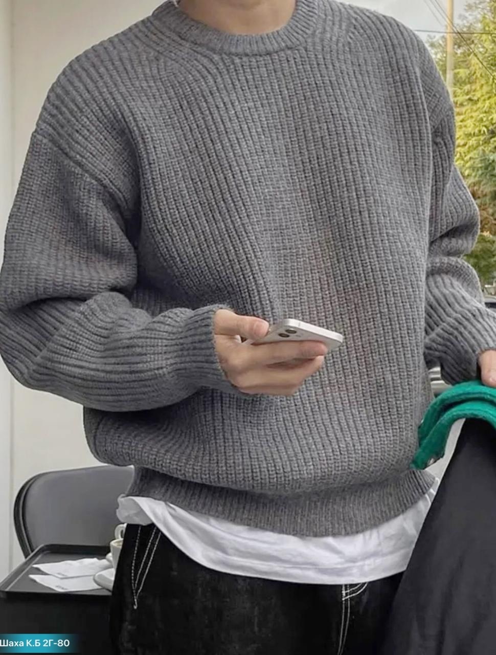 мужской свитер оверсайз,мужская мода,свитер в корейском стиле,свитер оверсайз вязаный с круглым воротом джемпер,cвитер оверсайз вязаный