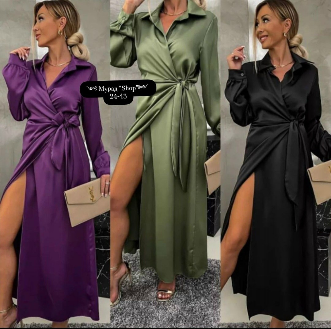 атласное платье с запахом,платье женское шелк,атласное платье,элегантное длинное платье,платье миди атласное