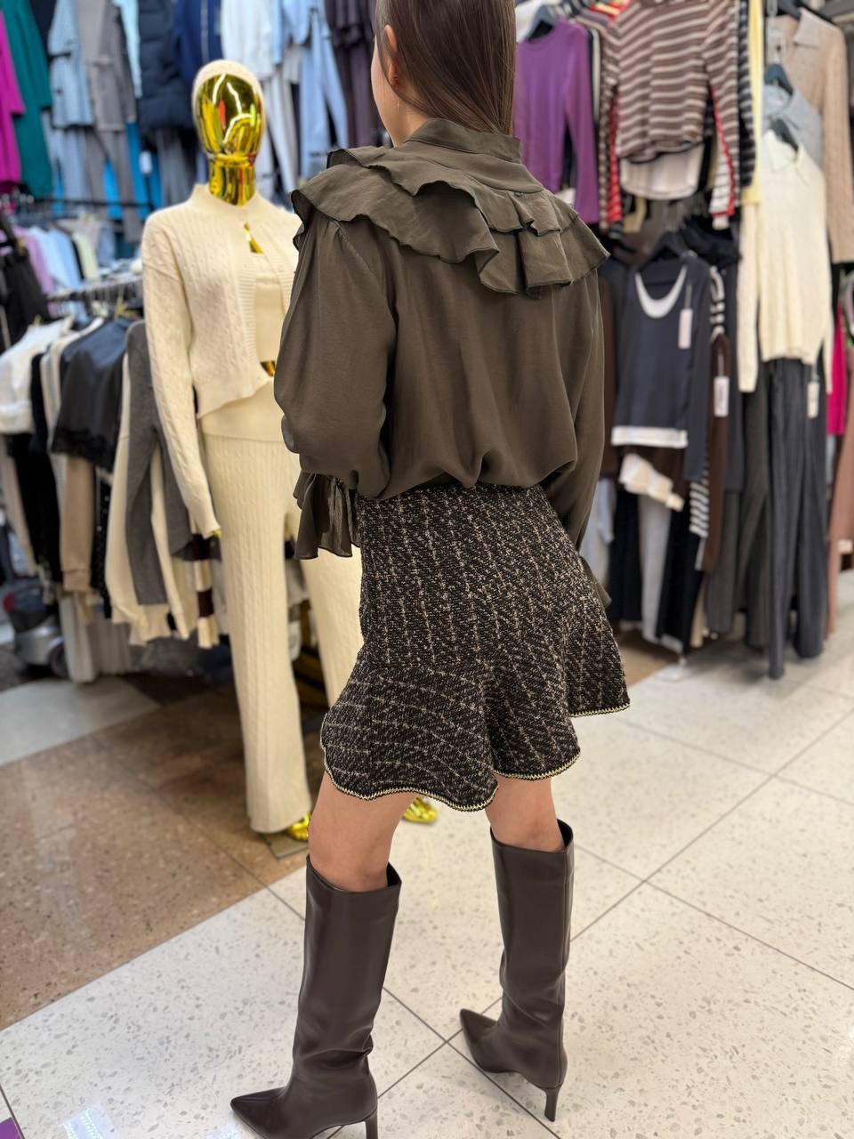 юбка,юбка модная,юбка из твида,юбка с оборками,твидовая юбка