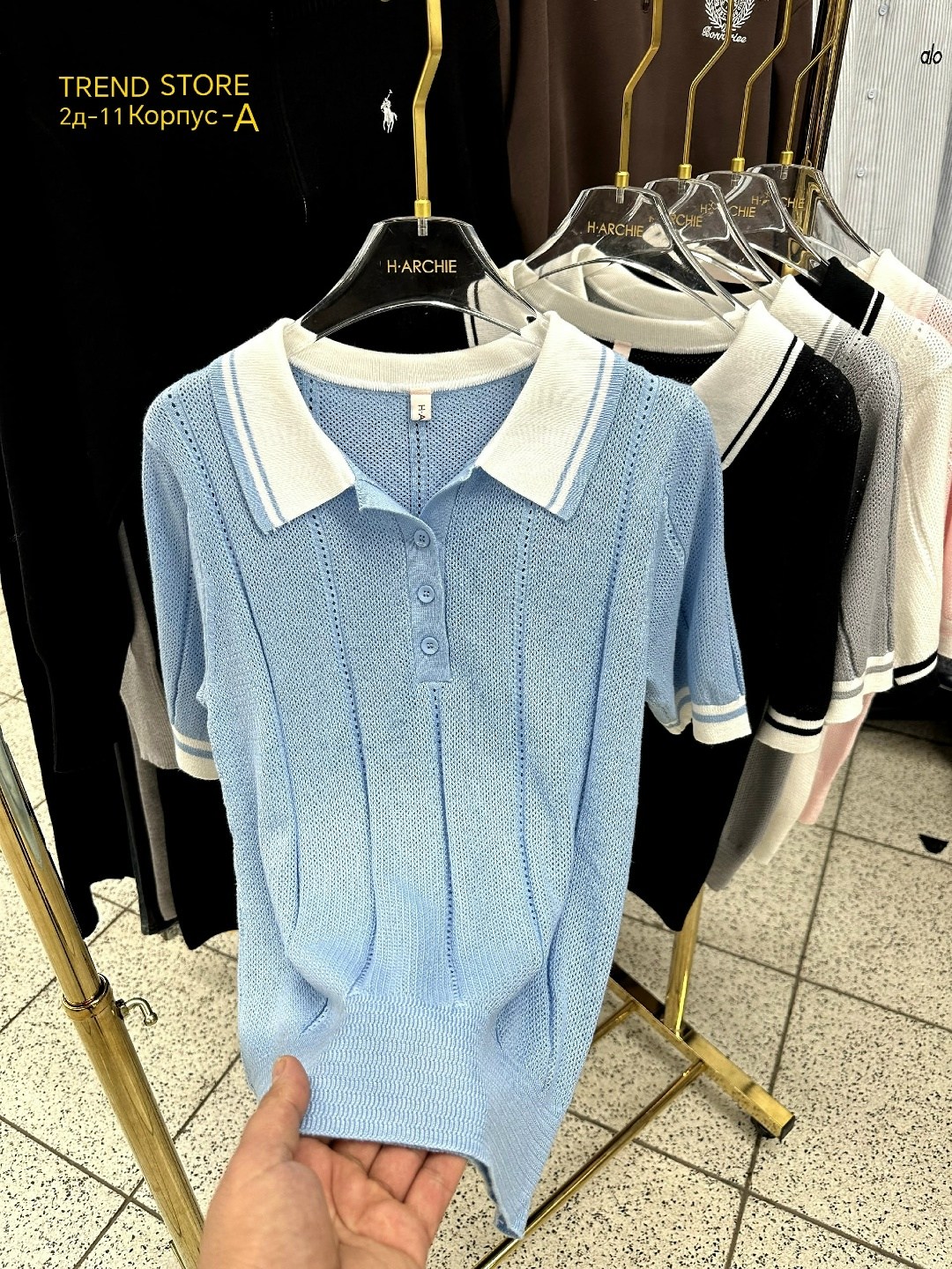 блузка трикотажная с воротником-поло коричневый,женская кофта,блузка трикотажная коричневая,джемпер с воротником,блузка trendyol трикотажная с воротником-поло, коричневый