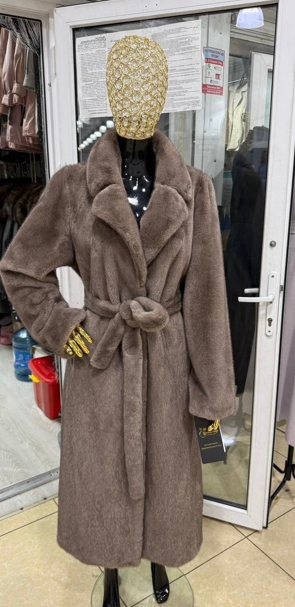 шуба,норковая шуба,шуба искусственная экошуба без капюшона с поясом,шуба искусственная под норку,шуба модель халат норка