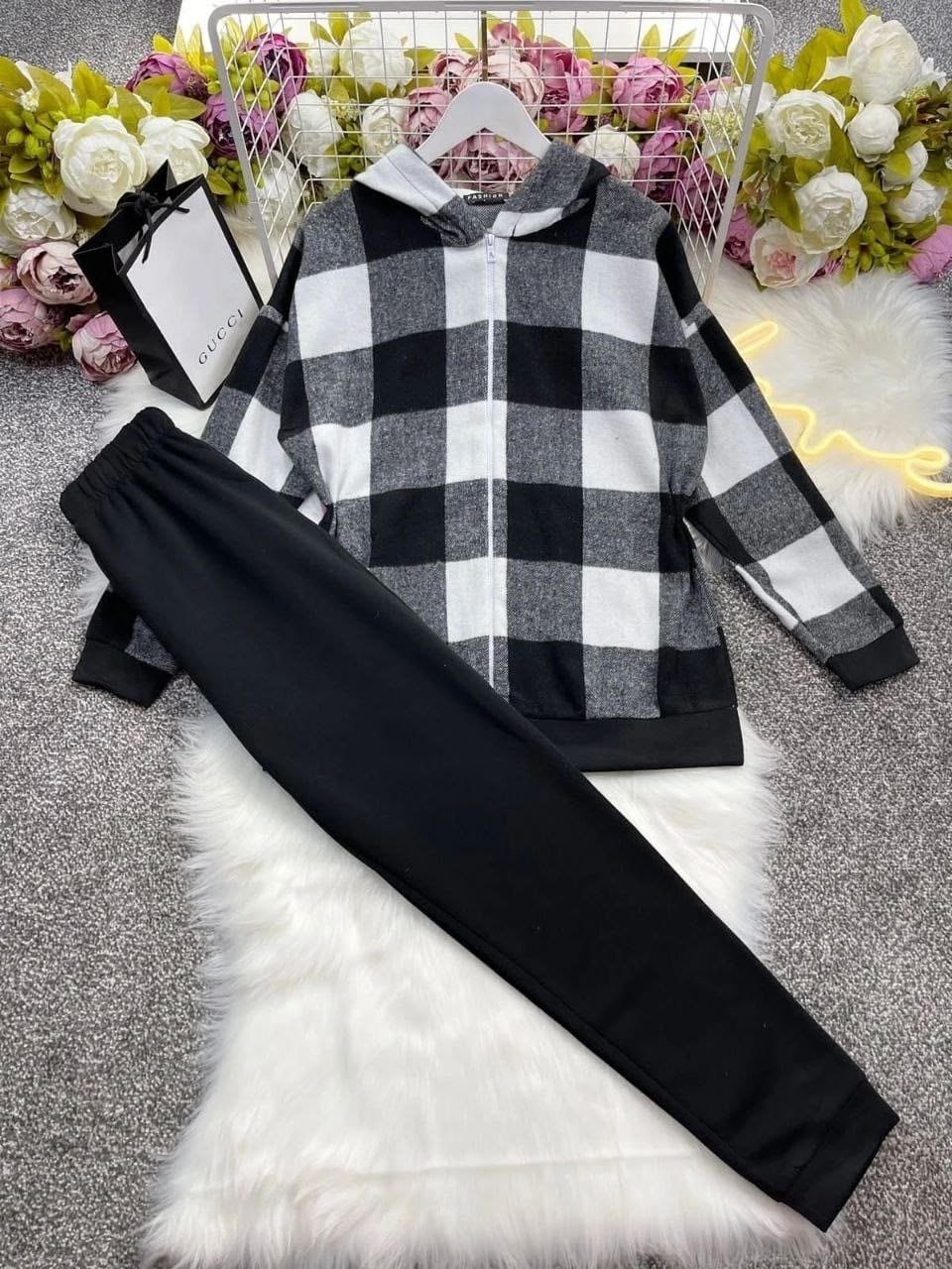женский костюм на флисе,костюм двойка женская,костюм двойка кашемир,спортивный костюм в клетку,cпортивный костюм женский теплый