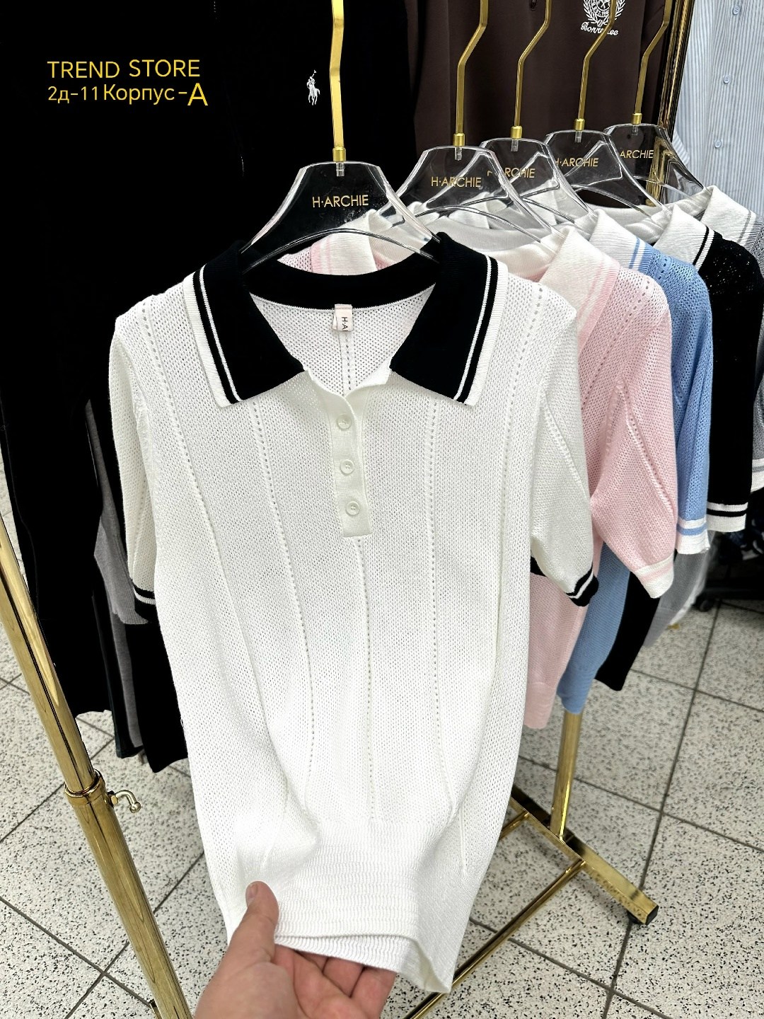 блузка трикотажная с воротником-поло коричневый,женская кофта,блузка трикотажная коричневая,джемпер с воротником,блузка trendyol трикотажная с воротником-поло, коричневый