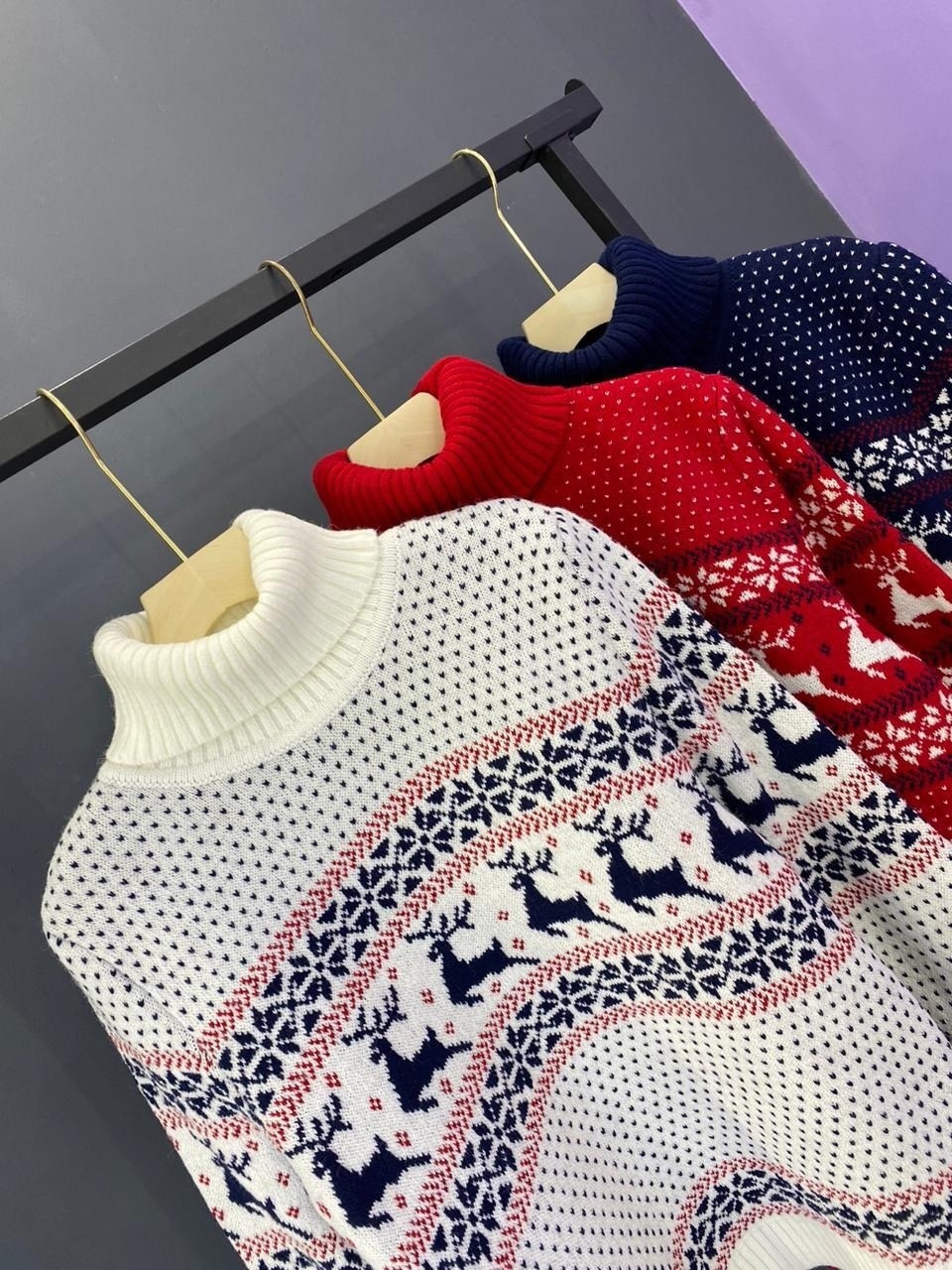 свитер вязаный с горлом новогодний с оленями gh fashion,свитера вязаные,свитера женские,свитер,вязаные свитера женские