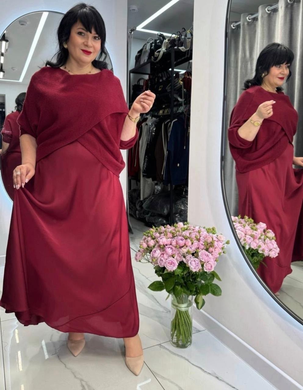 нарядное платье,шелковое платье на полных,платье женское больших размеров,атласное платье,платье