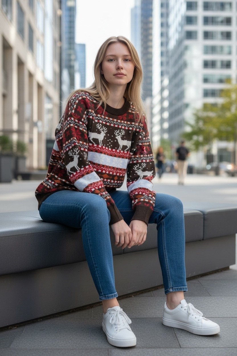 свитер новогодний,свитер,свитер женский новогодний,свитер с оленями,зимний свитер