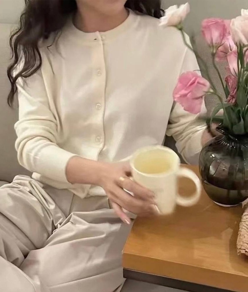 кардиган с круглым вырезом,женский вязаный кардиган,свитер в корейском стиле,кардиган на пуговицах,женский кардиган