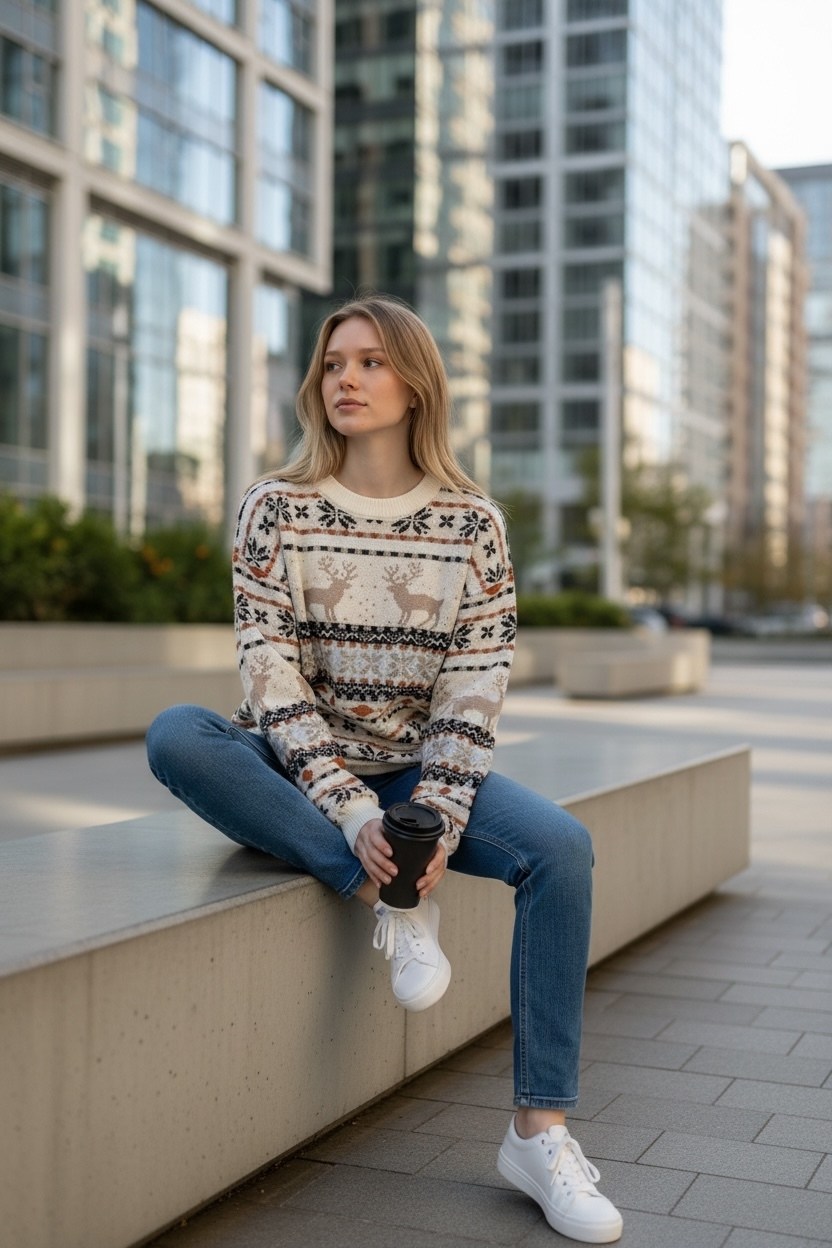 свитер новогодний,свитер,свитер женский новогодний,свитер с оленями,зимний свитер