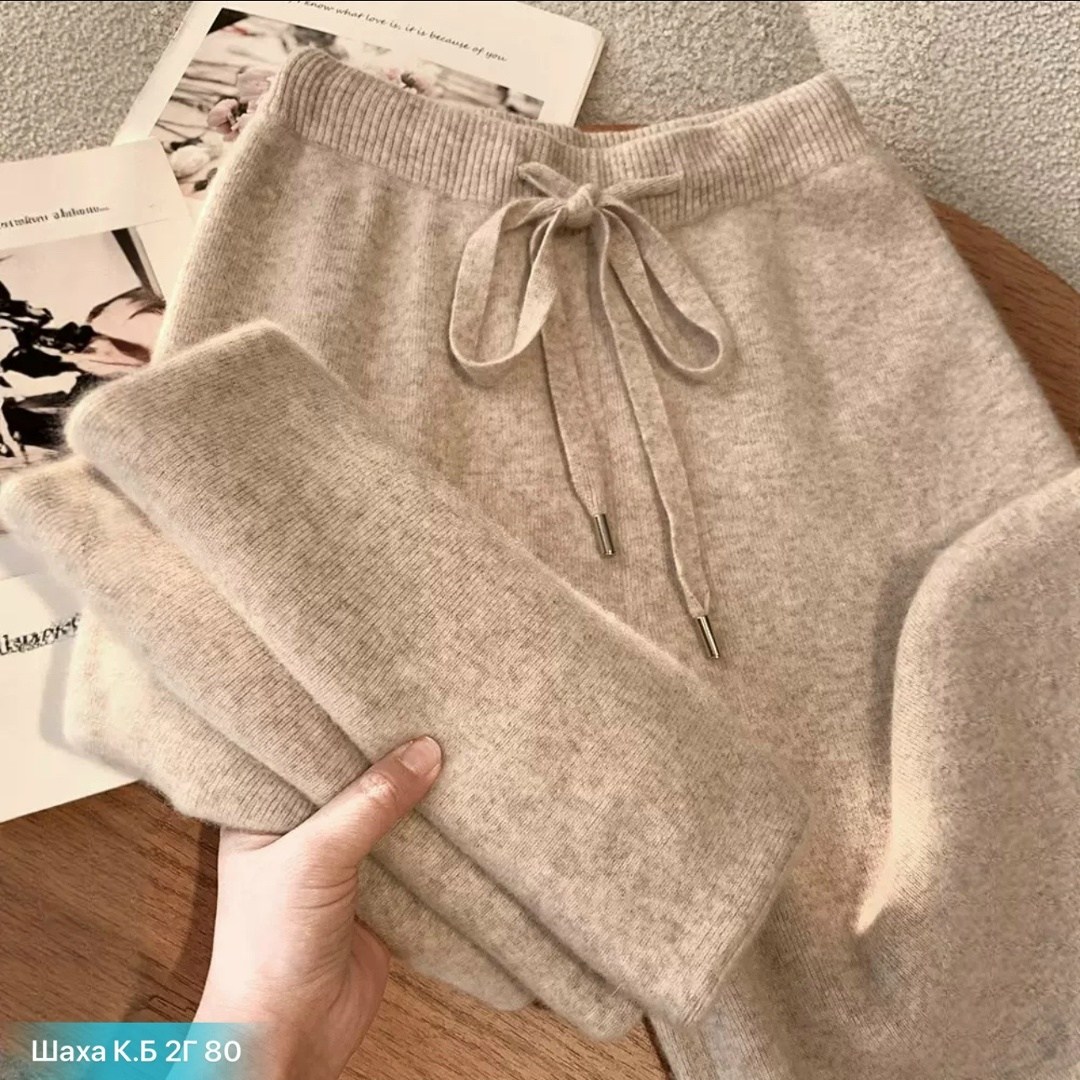 женские кашемировые брюки с широкими штанинами,трикотажные брюки,брюки женские трикотажные с широкими штанинами,широкие трикотажные штаны,длинные кашемировые широкие брюки