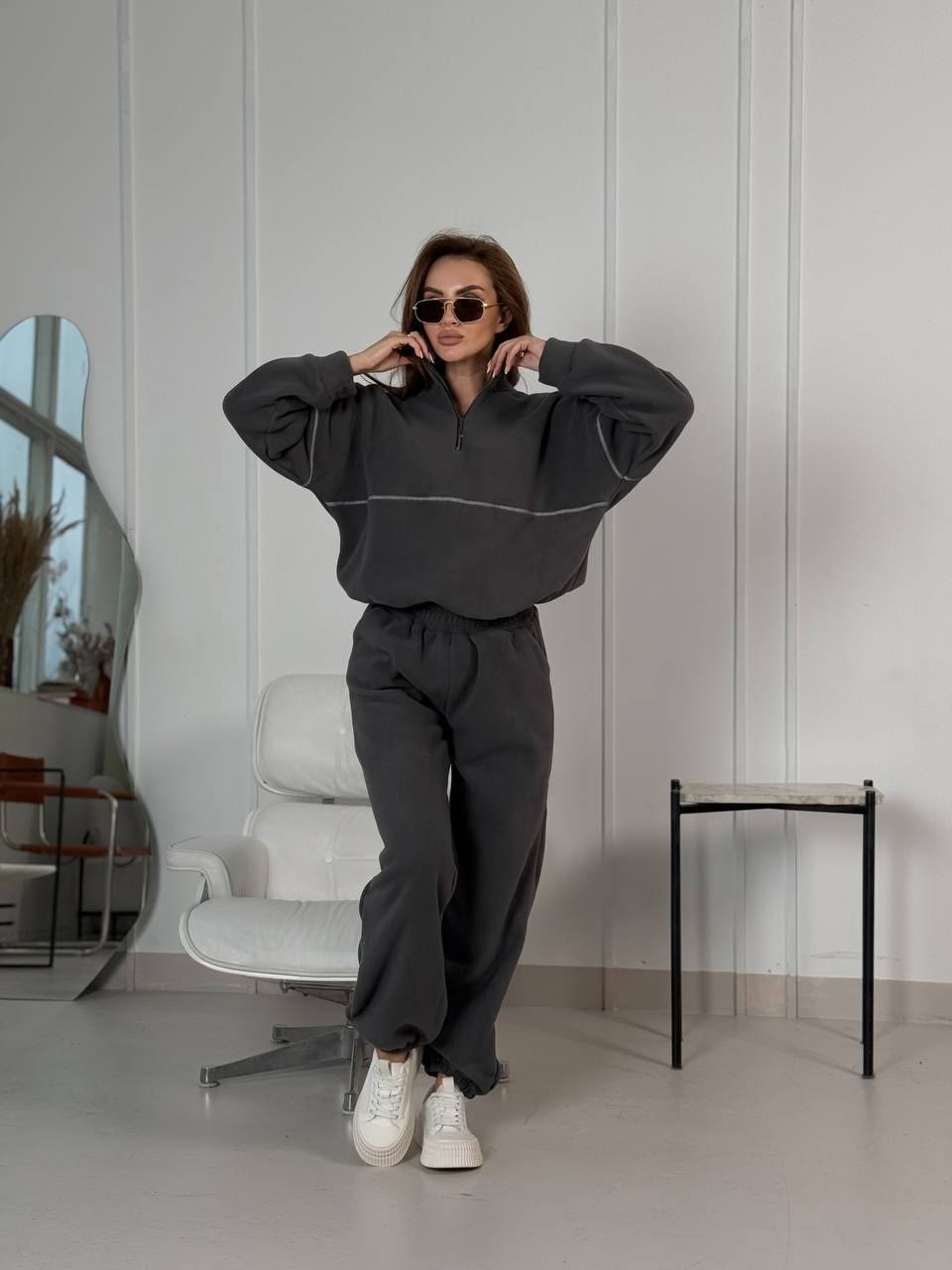 костюм спортивный,костюм спортивный теплый флисовый с молнией qova цвет светлый графит серый,костюм спортивный женский,спортивный костюм женский на флисе,костюм женский флисовый