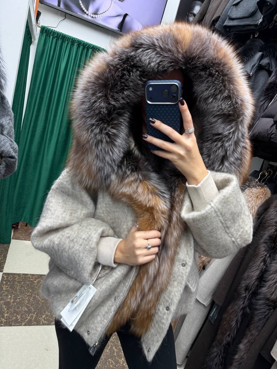 пальто шерстяное с мехом чернобурки "samange",пальто зимнее,женская зимняя куртка,пуховики с мехом,зимняя куртка пальто с капюшоном