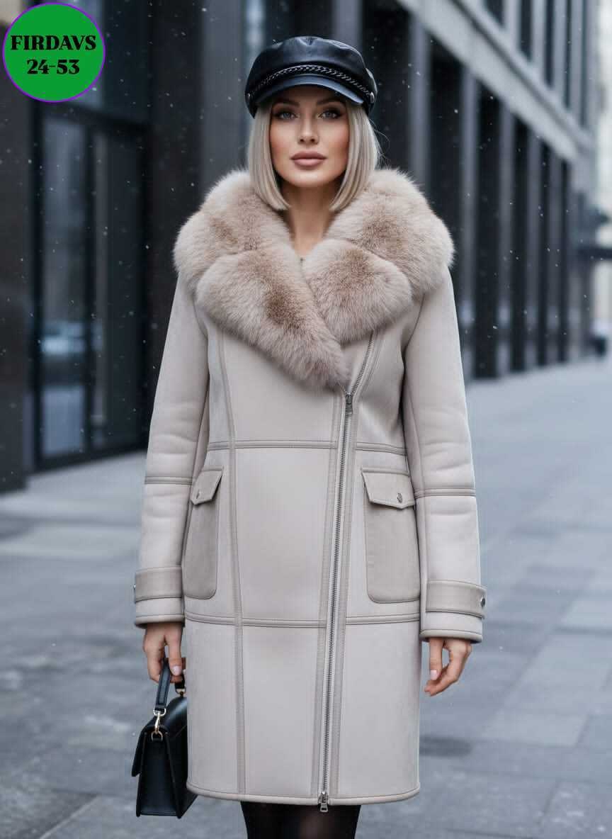 женская дубленка,стильная дубленка,серая дубленка,дубленка с мехом,дубленка