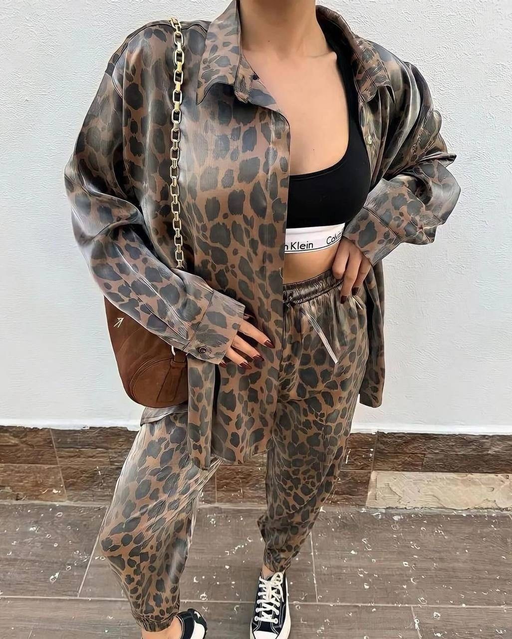 женская повседневная рубашка с леопардовым,костюм женский леопард,леопардовые костюмы,женская шифоновая рубашка с леопардовым принтом,леопардовый костюм женский