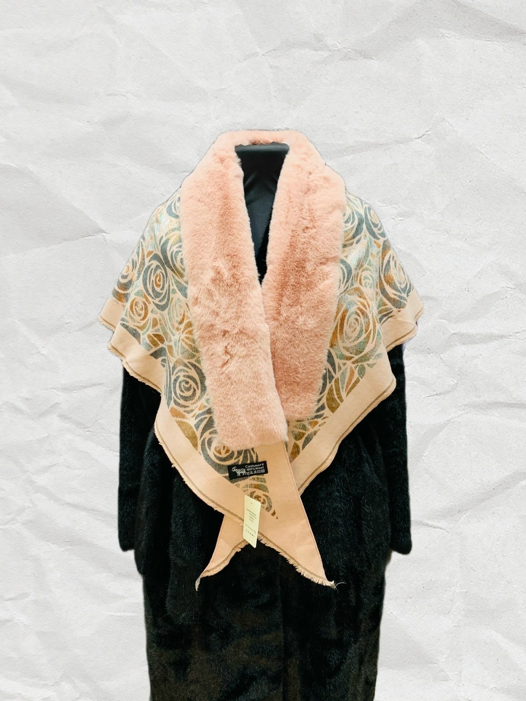 теплые шарфы,платок с мехом,палантин с мехом,шарфы и платки,шарф с принтом