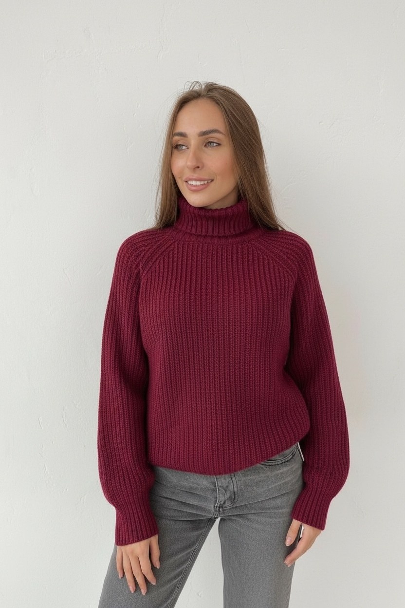 женский свитер,свитера вязаные,свитер оверсайз с горлом теплый,свитер вязаный оверсайз,свитер с горлом укороченный вязаный оверсайз saffiko