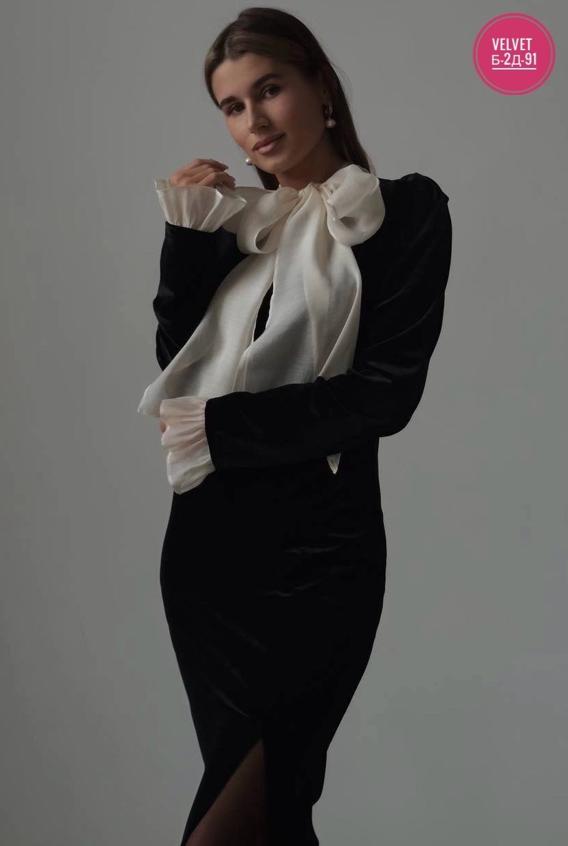 платье с бантом,бархатное платье,платье с высоким воротником,платье стильное,платья из бархата