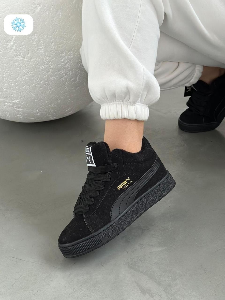 ,кроссовки замша,стильные зимние кроссовки,кроссовки черные мужские зимние puma suede xl, женская