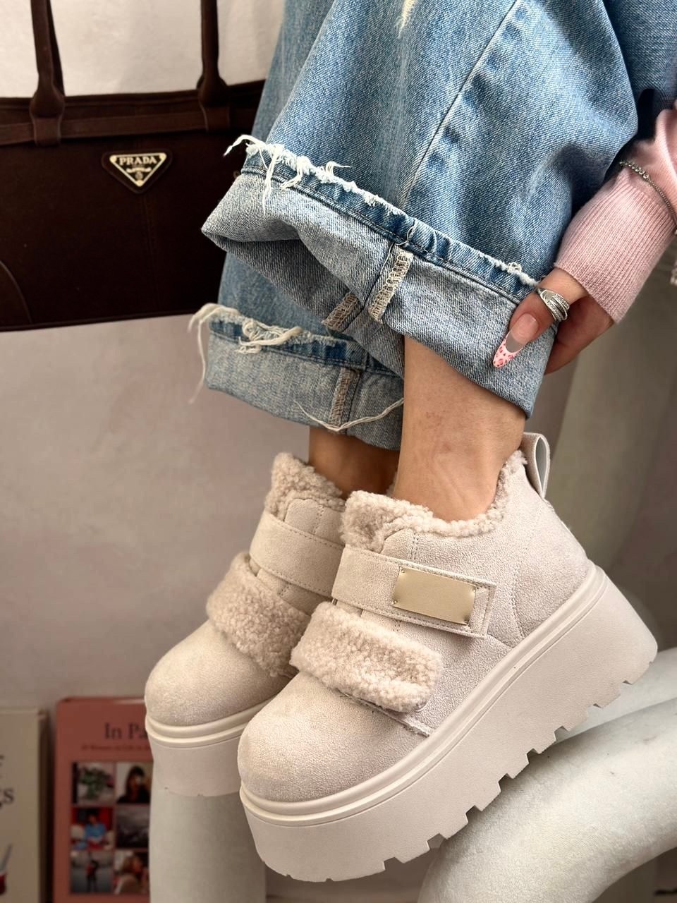 ,зимняя женская , женская,зимняя ,женские кроссовки на меховой платформе