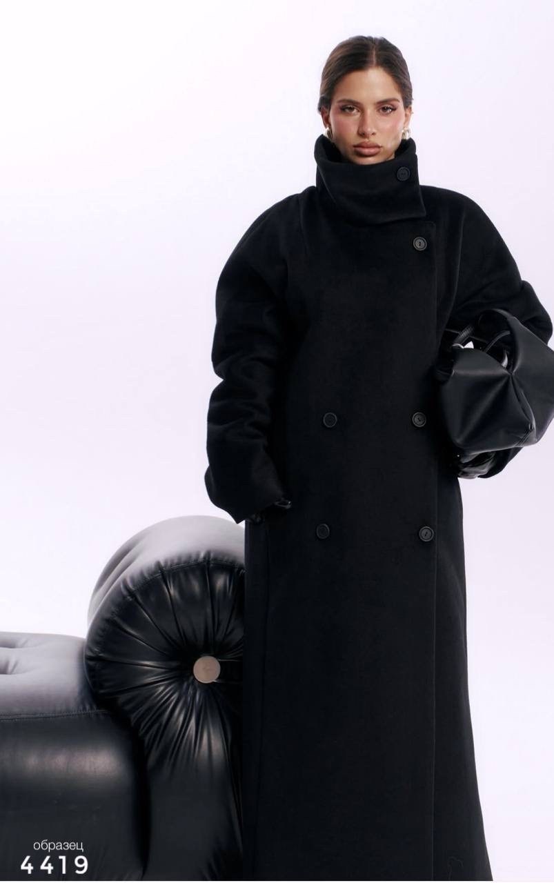 пальто модное,пальто полупальто,двубортное пальто оверсайз из смесовой шерсти,черное пальто,пальто женское