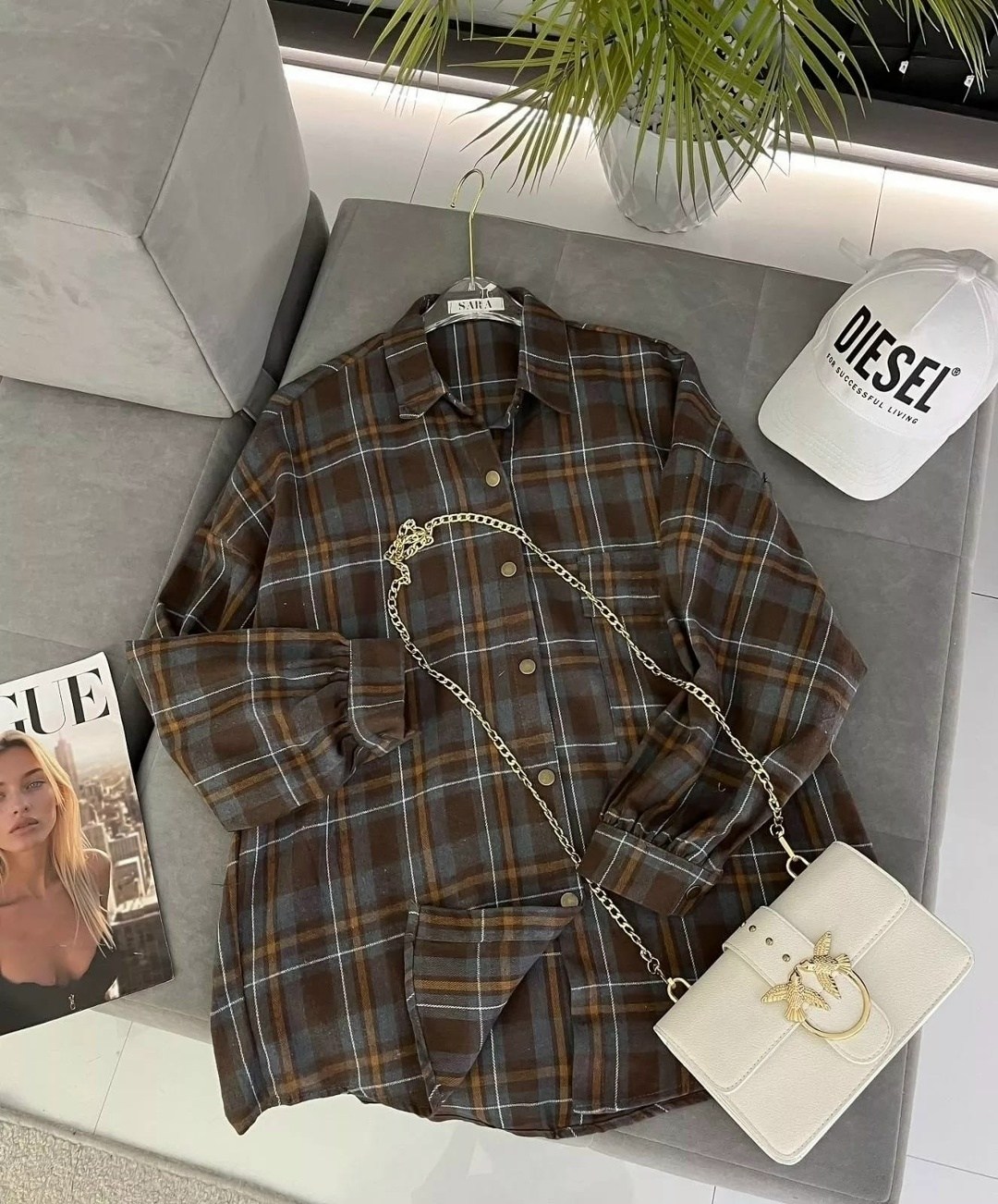 рубашка женская оверсайз в клетку,рубашка в клетку женская оверсайз thirteen brand,рубашка в клетку,клетчатая рубашка,рубашка в клетку с майкой beststyle