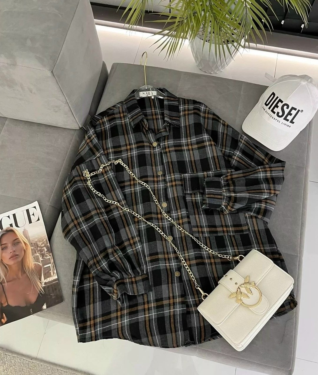 рубашка женская оверсайз в клетку,рубашка в клетку женская оверсайз thirteen brand,рубашка в клетку,клетчатая рубашка,рубашка в клетку с майкой beststyle