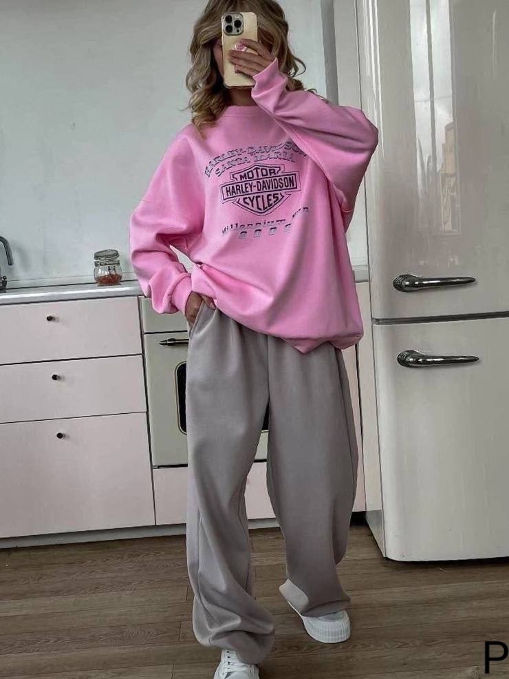 спортивный костюм женский оверсайз,костюм спортивный оверсайз,повседневный свитшот,женский костюм спортивный,розовый свитшот